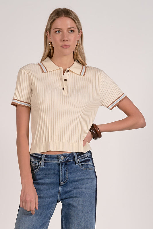 Elan Short Sleeve Collared Sweater