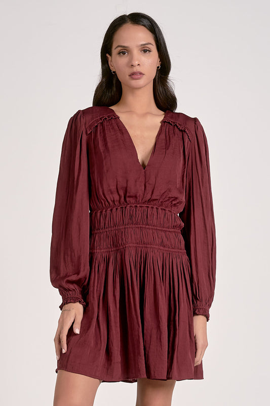 Elan Long Sleeve Gathered Dress