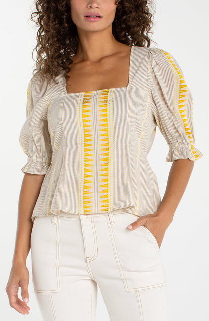 Liverpool Half Sleeve Square Neck Blouse