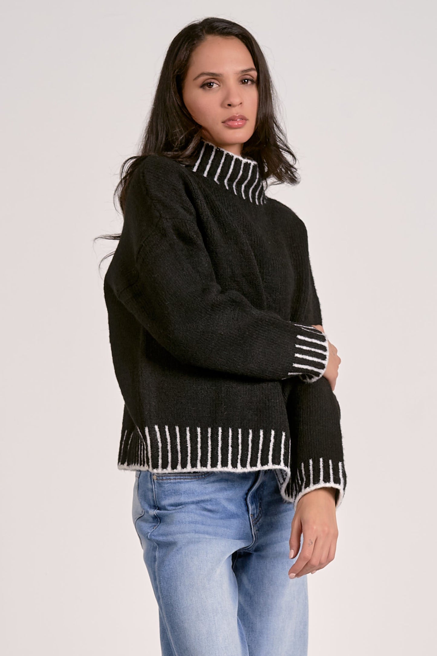 Elan Contrast Seam Sweater