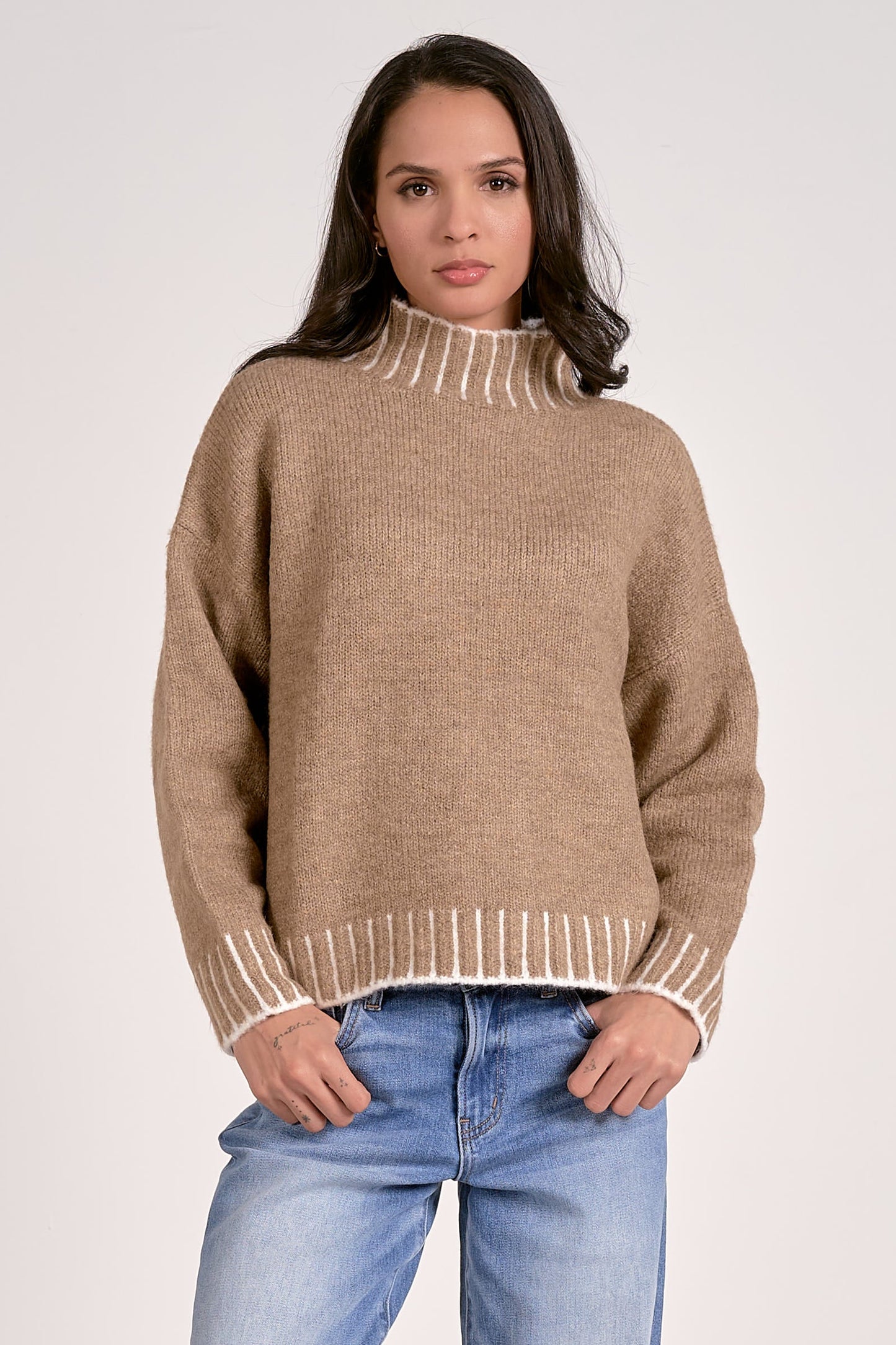 Elan Contrast Seam Sweater