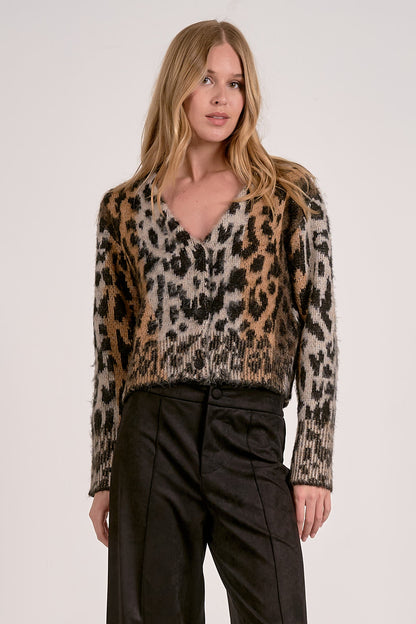 Elan Cheetah Sweater Cardigan
