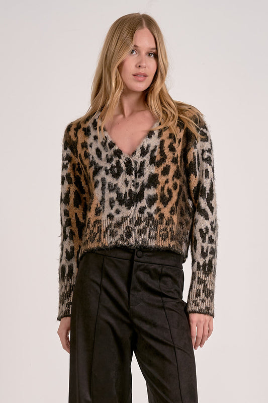 Elan Cheetah Sweater Cardigan