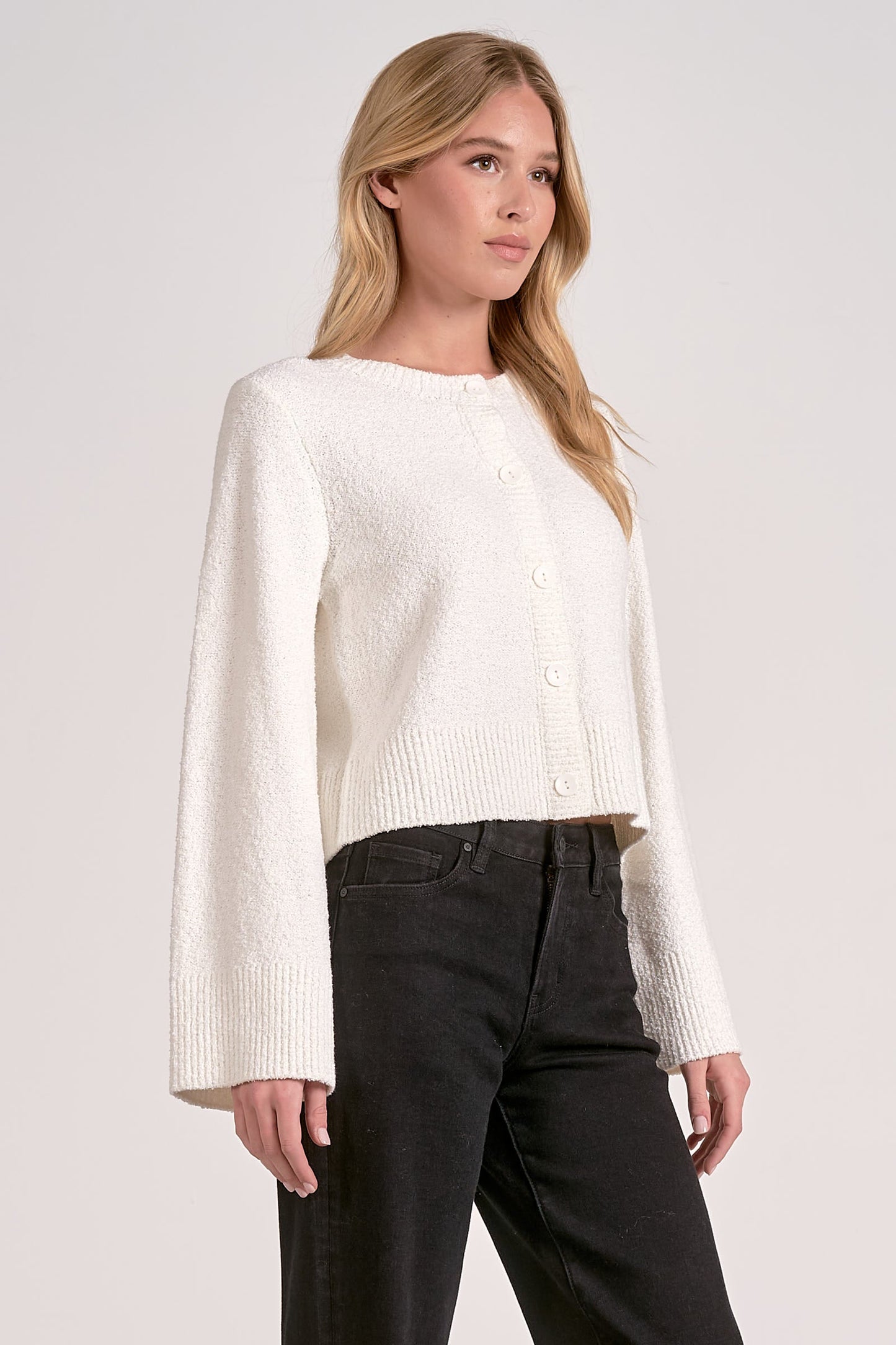 Elan Bell Sleeve Button Up Cardi