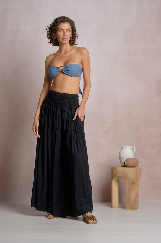 Elan Midi Smock Waist Band Skirt
