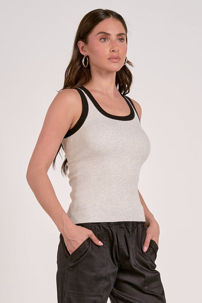 Elan Contrast Trim Tank Top