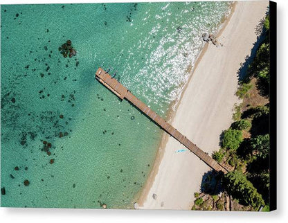 West Shore Lake Tahoe Pier Aerial - Canvas Print by Brad Scott