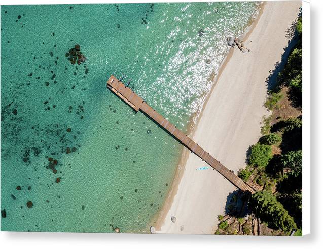 West Shore Lake Tahoe Pier Aerial - Canvas Print by Brad Scott