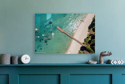 West Shore Lake Tahoe Pier Aerial - Canvas Print by Brad Scott