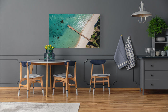 West Shore Lake Tahoe Pier Aerial - Canvas Print by Brad Scott