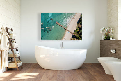 West Shore Lake Tahoe Pier Aerial - Canvas Print by Brad Scott