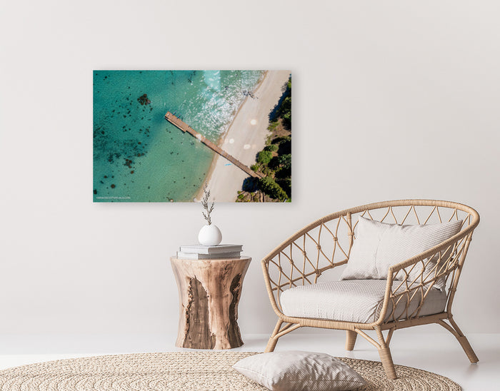 West Shore Lake Tahoe Pier Aerial - Canvas Print by Brad Scott