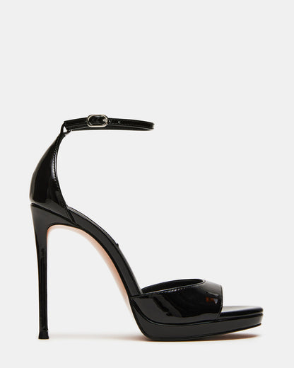 WILEY Black Patent Women's Open Toe Stiletto Heel | Steve Madden