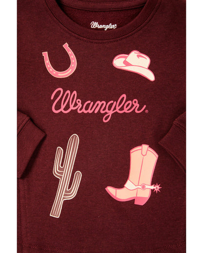 Wrangler Baby/Toddler Girls Burgundy Western Icon Long Sleeve Sweatshirt 112356573-Painted Cowgirl Western Store