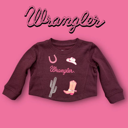 Wrangler Baby/Toddler Girls Burgundy Western Icon Long Sleeve Sweatshirt 112356573-Painted Cowgirl Western Store