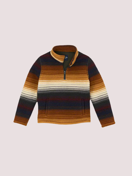 Wrangler Boy's Brown Western Multi Stripe 1/4 Zip Sherpa Long Sleeve Pullover 112368306