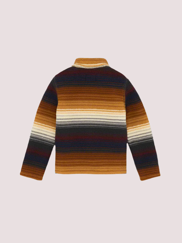 Wrangler Boy's Brown Western Multi Stripe 1/4 Zip Sherpa Long Sleeve Pullover 112368306