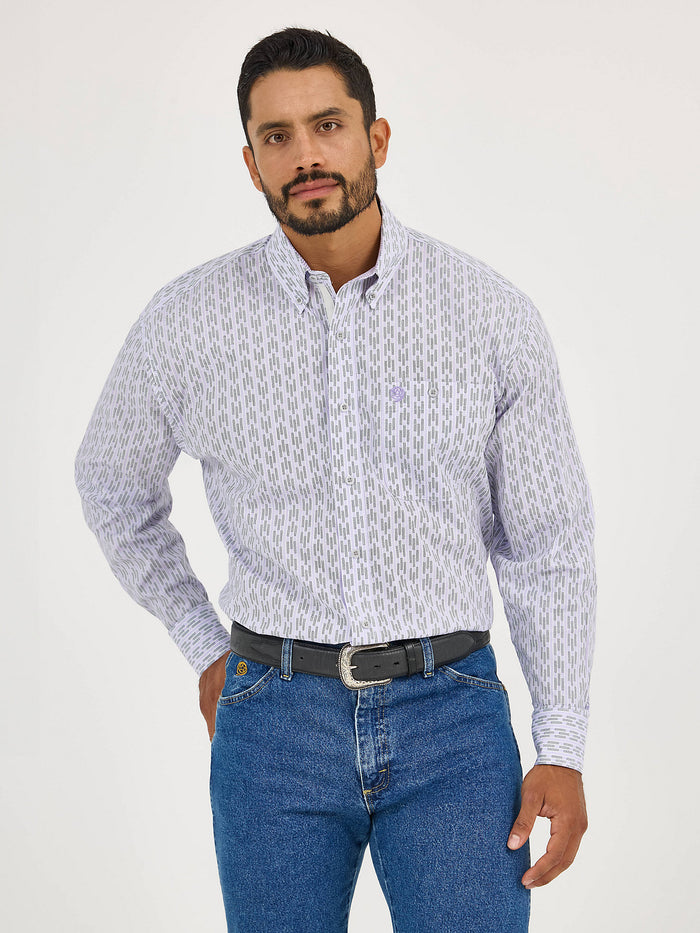 Wrangler George Strait™ Violet Lift Print Relaxed Fit Button Long Sleeve Western Shirt 112365400