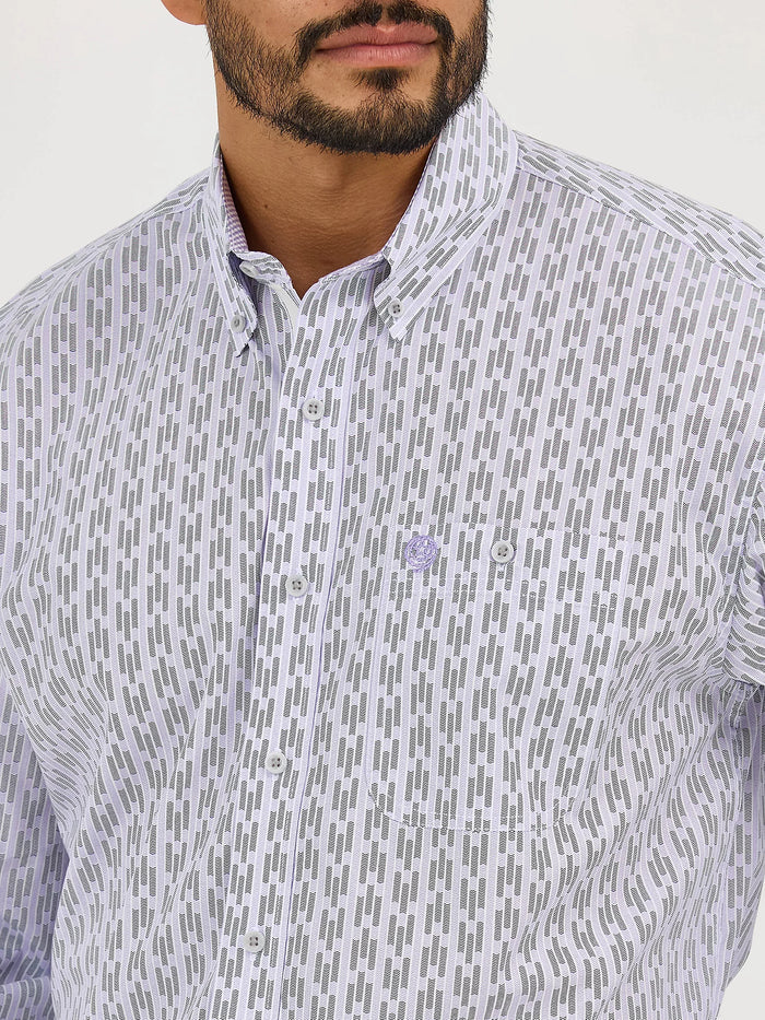 Wrangler George Strait™ Violet Lift Print Relaxed Fit Button Long Sleeve Western Shirt 112365400