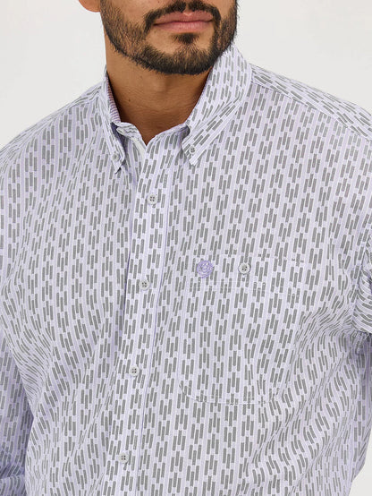 Wrangler George Strait™ Violet Lift Print Relaxed Fit Button Long Sleeve Western Shirt 112365400