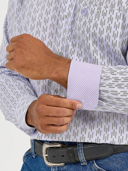 Wrangler George Strait™ Violet Lift Print Relaxed Fit Button Long Sleeve Western Shirt 112365400