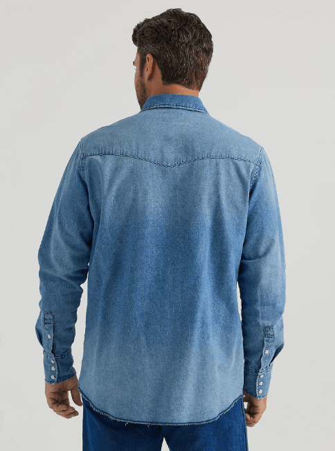 Wrangler Men's Blue Vintage Inspired Long Sleeve Western Snap Shirt 112345068