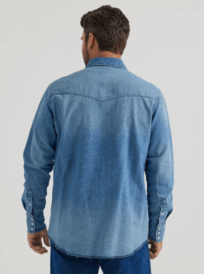 Wrangler Men's Blue Vintage Inspired Long Sleeve Western Snap Shirt 112345068