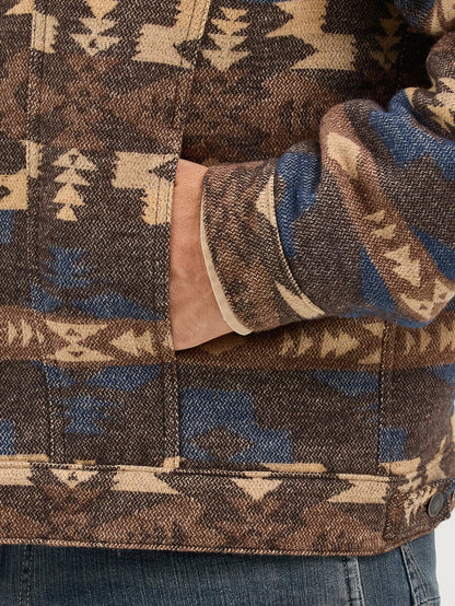 Wrangler Men's Brown Aztec Sherpa Lined Jacquard Jacket 112368213