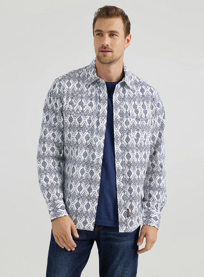 Wrangler Retro Premium Men's Navy Diamonds Long Sleeve Western Snap Shirt 112356587