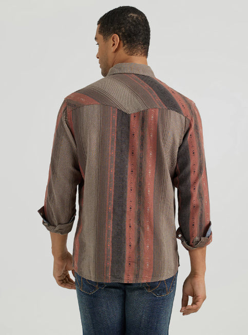 Wrangler Retro Premium Men's Warm Stripe Long Sleeve Western Snap Shirt 112356554