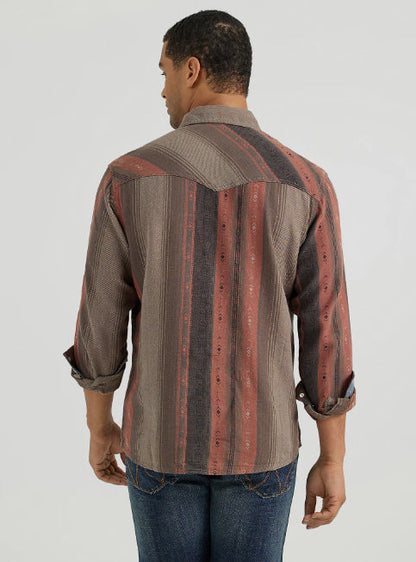 Wrangler Retro Premium Men's Warm Stripe Long Sleeve Western Snap Shirt 112356554