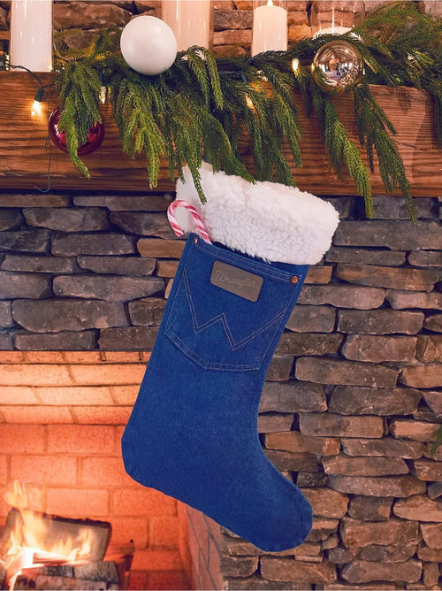 Wrangler Sherpa Denim Christmas Stocking 101WRCHSP-Painted Cowgirl Western Store
