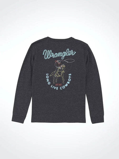 Wrangler Toddlers/Boy's Dark Grey Long Live Cowboys Graphic Long Sleeve Tee Shirt 112365732