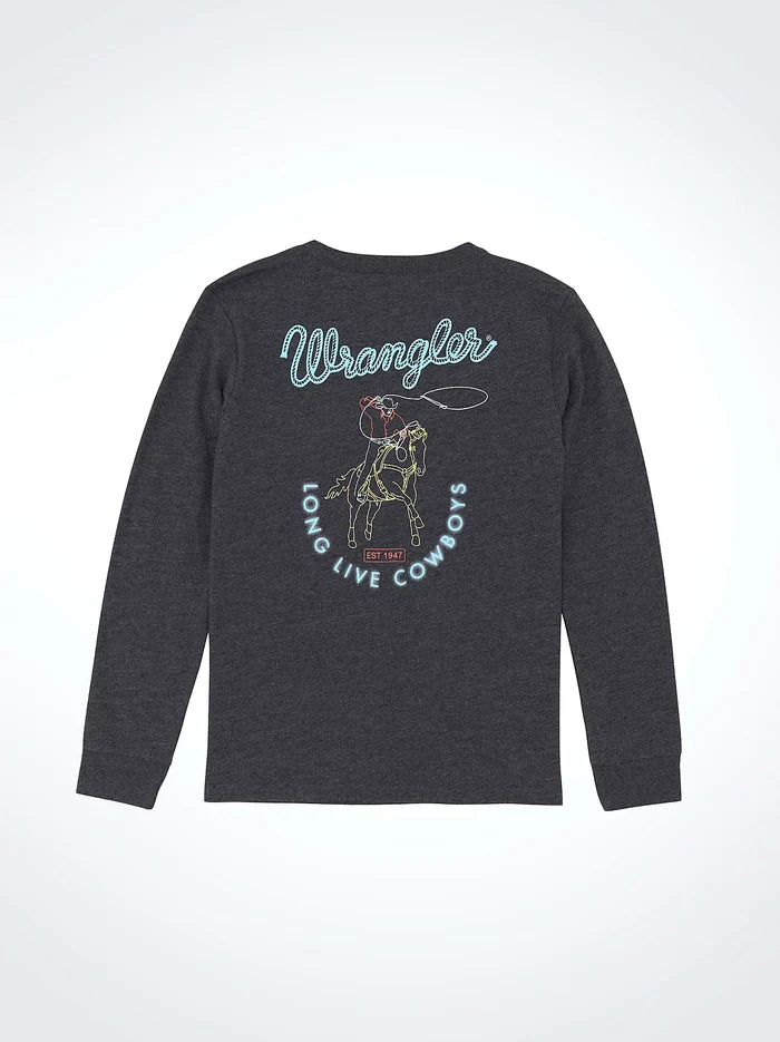 Wrangler Toddlers/Boy's Dark Grey Long Live Cowboys Graphic Long Sleeve Tee Shirt 112365732
