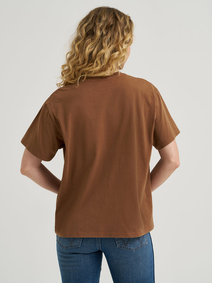Wrangler Women's Brown Yee Haw Oversize Graphic Short Sleeve Tee Shirt 112366374