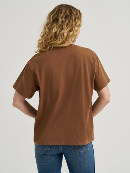 Wrangler Women's Brown Yee Haw Oversize Graphic Short Sleeve Tee Shirt 112366374