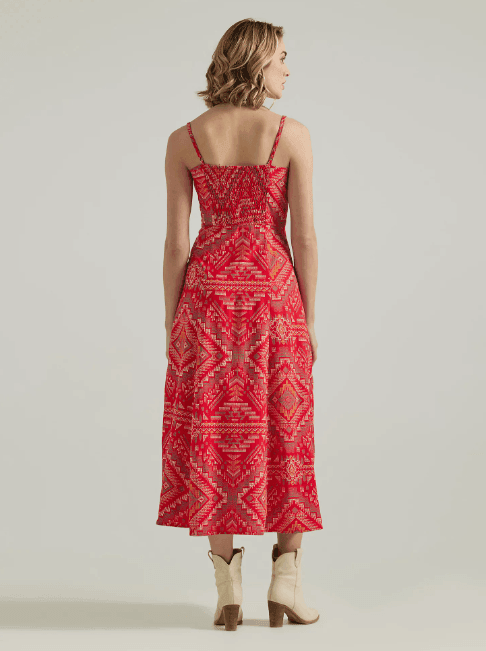 Wrangler Women's Red Southwestern Print Strappy Maxi Dress 112347177