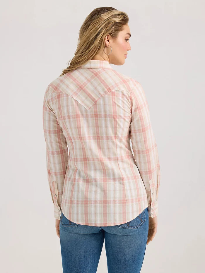 Wrangler Women's Rosy Plaid Slim Fit Snap Long Sleeve Western Shirt 112361631-Painted Cowgirl Western Store
