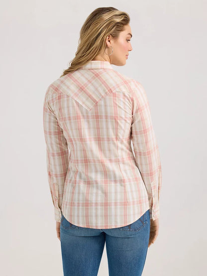 Wrangler Women's Rosy Plaid Slim Fit Snap Long Sleeve Western Shirt 112361631-Painted Cowgirl Western Store