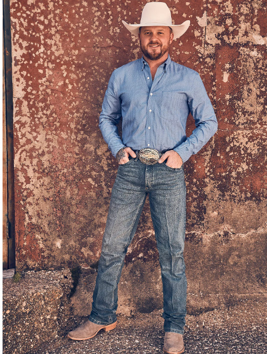 Wrangler X Cody Johnson Blue Diamonds Button Long Sleeve Western Shirt 112357668