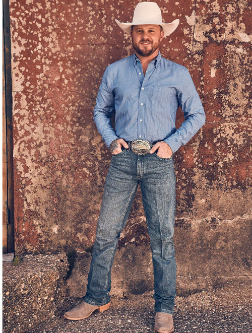 Wrangler X Cody Johnson Blue Diamonds Button Long Sleeve Western Shirt 112357668