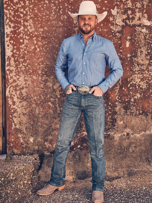 Wrangler X Cody Johnson Blue Diamonds Button Long Sleeve Western Shirt 112357668