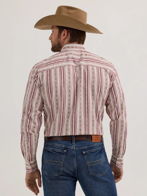 Wrangler X Cody Johnson Burgundy Stripe Button Long Sleeve Western Shirt 112357669