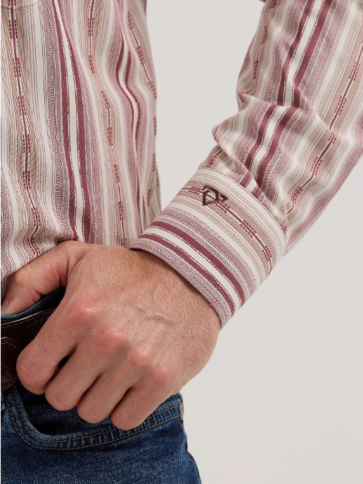 Wrangler X Cody Johnson Burgundy Stripe Button Long Sleeve Western Shirt 112357669