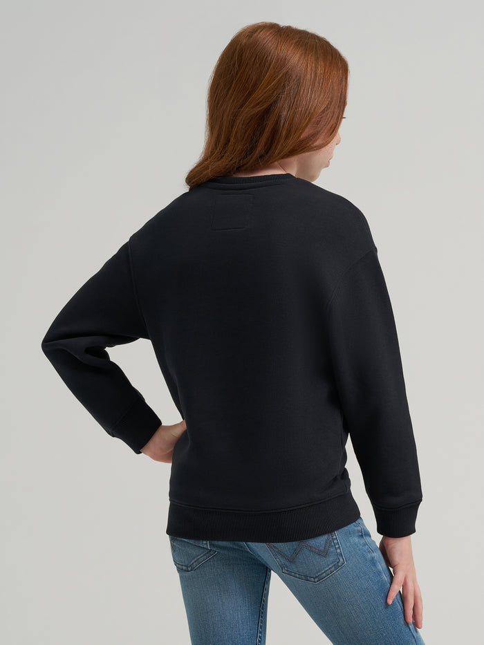 Wrangler X Lainey Wilson Girl's Black 'Everybody Wants to be a Cowboy' Sweatshirt 112371835