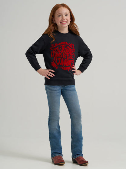 Wrangler X Lainey Wilson Girl's Black 'Everybody Wants to be a Cowboy' Sweatshirt 112371835