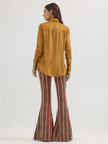 Wrangler X Women's Lainey Wilson Bone Brown Fringe Out Snap Long Sleeve Shirt 112360615